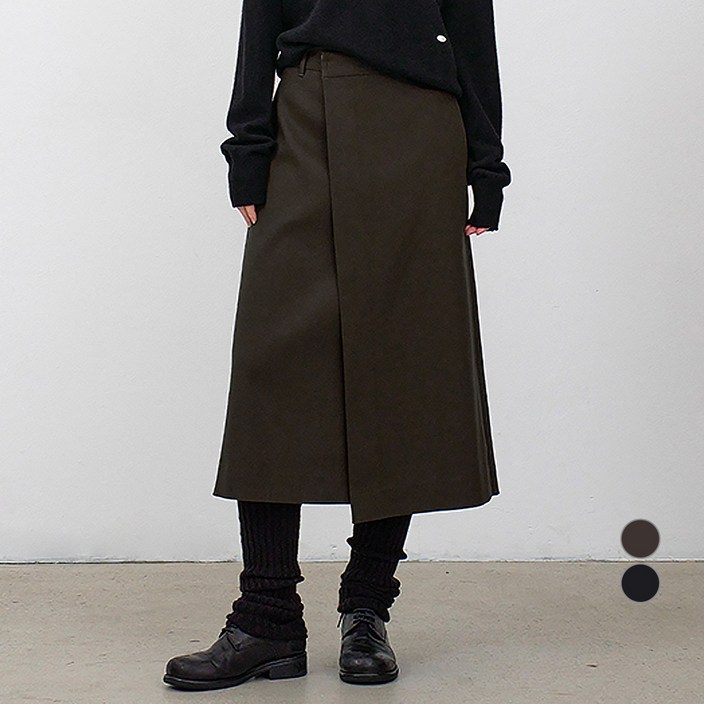 아틀리에나인 여성용 에센셜 언발란스드 랩 롱 스커트 SK5067