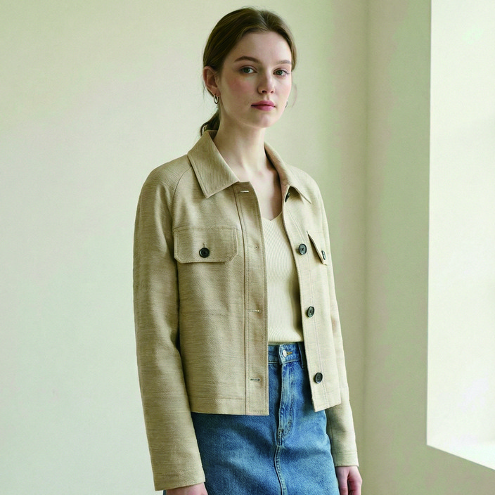 올리브데올리브 여성용 배색 스티치 포켓 셔츠