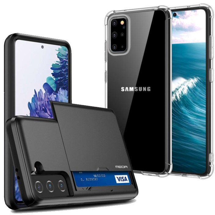 메오르 카드 2장 슬라이드 범퍼 휴대폰 케이스  에어 범퍼 투명 케이스 세트