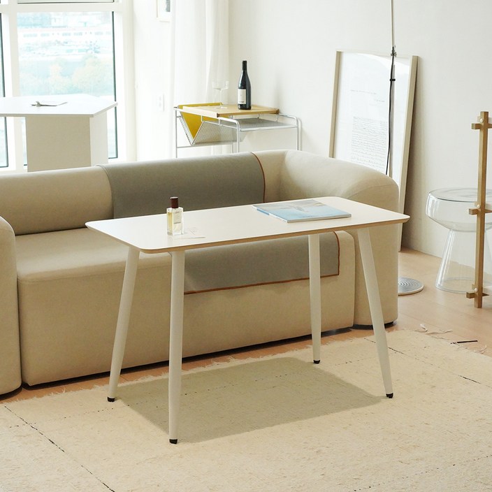 슈에뜨메종 HPM 자작나무 라운드 낮은 식탁 1200 x 600 mm, 밀크화이트, 2인용