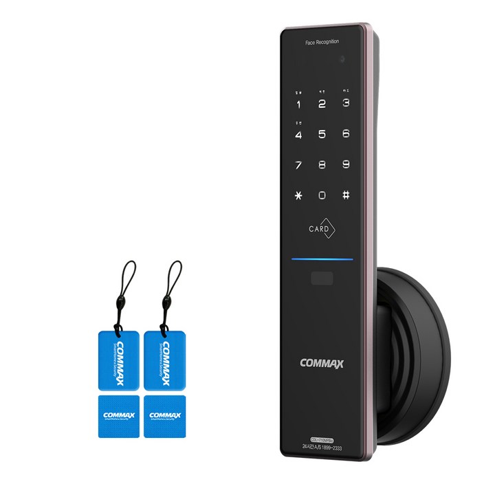 COMMAX 안면인식 무타공 푸시풀 디지털도어락 현관문 얼굴인식 번호키