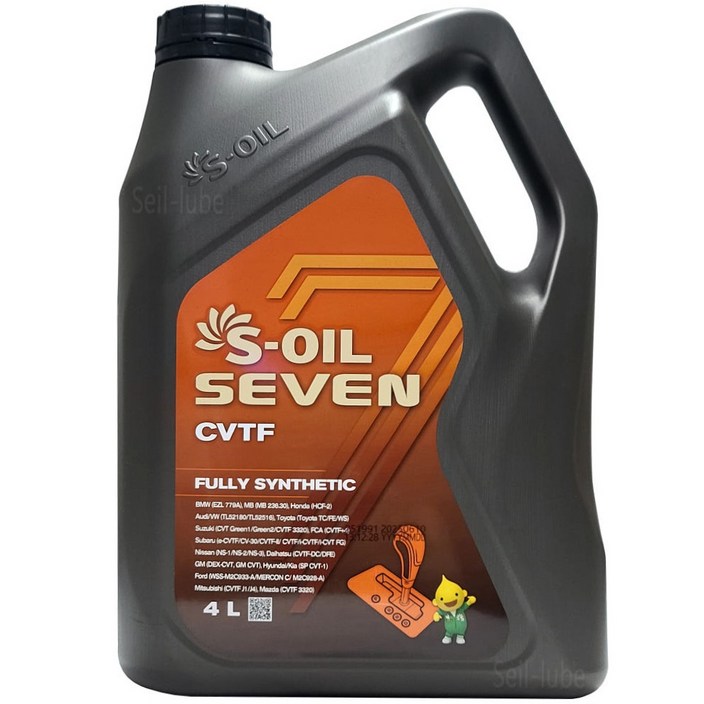 에스오일 세븐 CVTF 무색 4L 1개 100 합성 CVT 미션오일 모비스 SPCVT1 르노 NS3 토요타 FE 혼다 HCF2 벤츠 MB 236.20