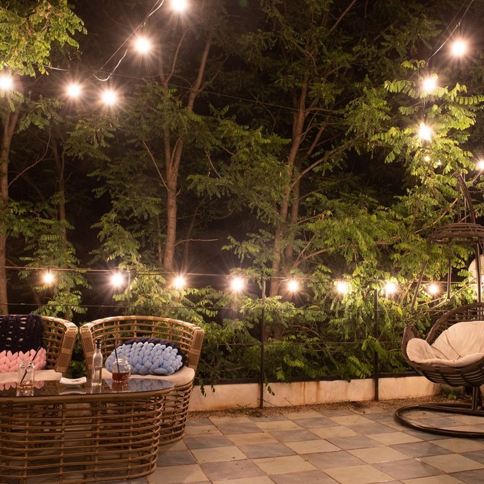 방수 파티라이트 전구세트 카페 스트링 라이트 오징어등 7구 10구 20구 30구 40구 야외 줄조명 알전구 220V, 주광색, 40개