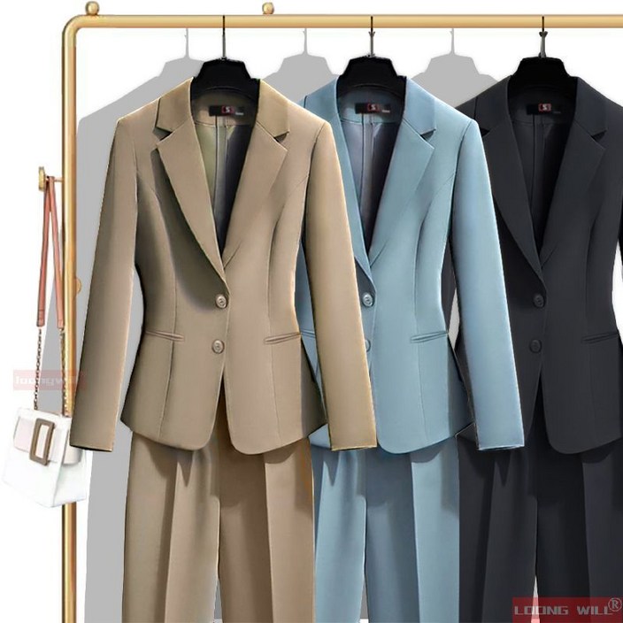 고급 여성 캐주얼 정장세트 빅사이즈 양복 슬림핏 투피스 정장 자켓  정장 바지