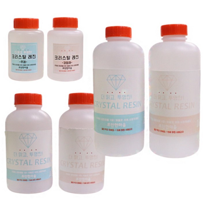 에폭시 레진 대용량 2액형,500ml,1000ml 저황변 고투명 크리스탈 투명 자연경화 레진, 레진 테이블 공예소품 제작용, 1개