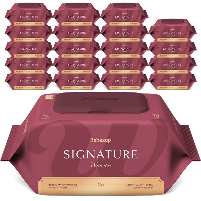 베베숲 시그니처 위드레드 영유아물티슈 캡형