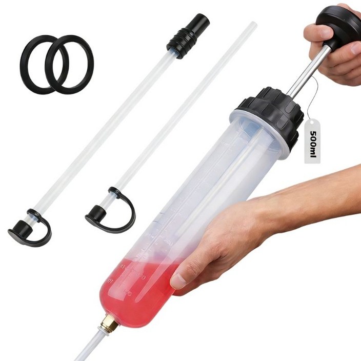자동차 액체 추출 펌프, 수동 오일 교환 주사기, PVC 흡입관 22cm 2개 부속