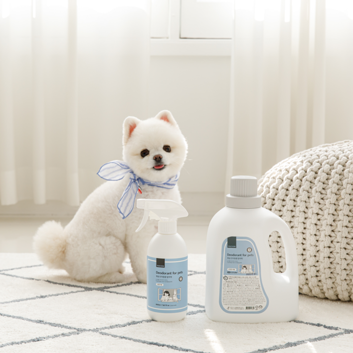 강아지배변탈취제 뽀숑 반려동물탈취제 4가지향 2.5L+500ml 대용량 리필 세트 강아지 오줌냄새, 고양이 냄새