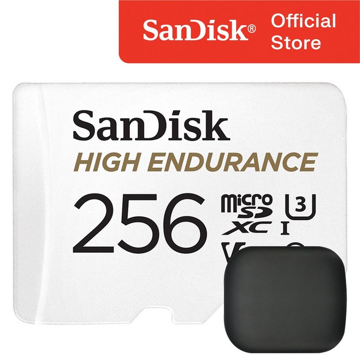 샌디스크 High Endurance 블랙박스 마이크로 SD 카드 / 메모리 보관 케이스, 256GB - 투데이밈