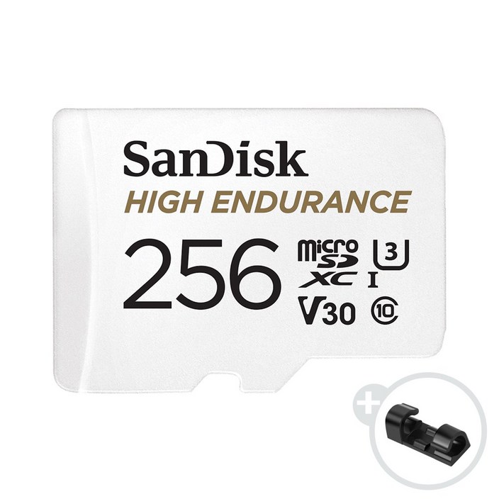 샌디스크 High Endurance 블랙박스 마이크로 SD 카드 + 데이터 클립, 256GB
