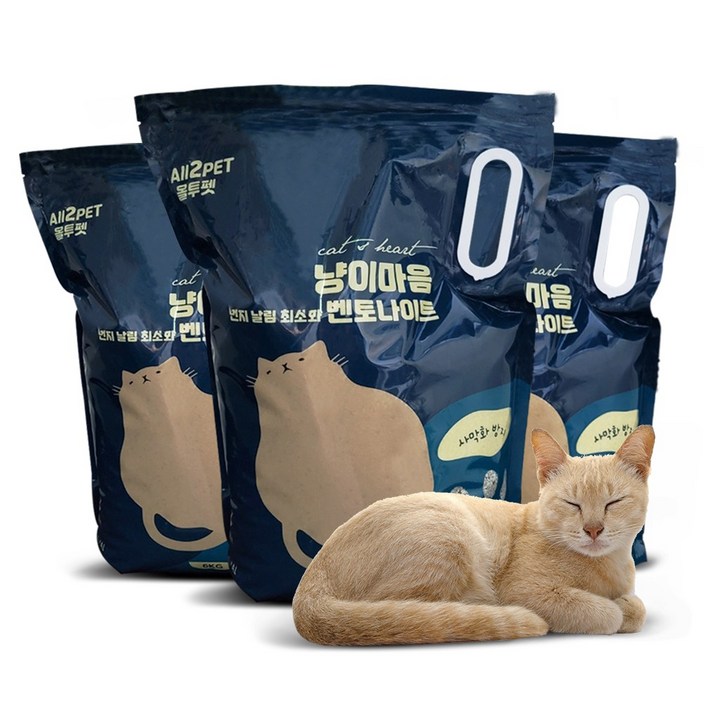 올투펫 벤토나이트 고양이모래 무향 6kg x 3개(1박스) 18kg, 6kg, 3개, 벤토나이트