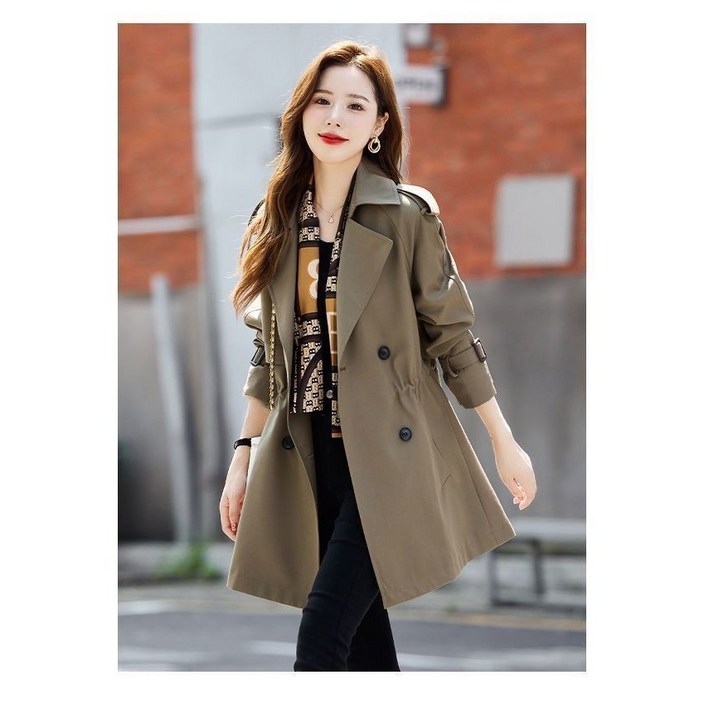 COSYEVNO 여성 춘추 더블 버튼 트렌치코트 코트 LFHckfy10