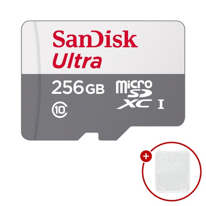 샌디스크 마이크로SD카드 울트라 SDSQUNR256GB  SD카드 케이스, 1개, 256GB