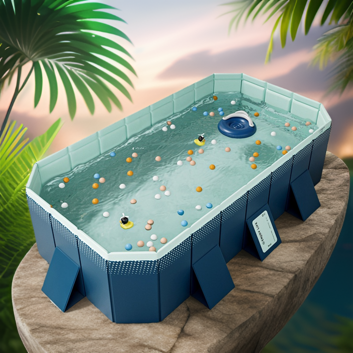 Zebeer 원터치 야외 수영장 실내수영장 대형 패밀리 접이식 수영장 풀장 에어리스 풀장, 네이비, 1개