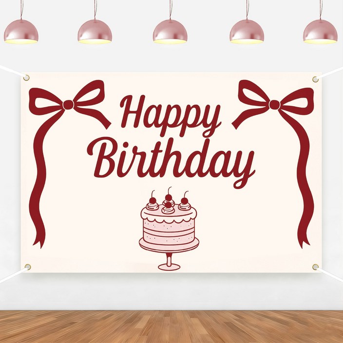 리본 모티브 생일 축하 배경 배너, 리본 생일 장식, 생일 이벤트 장식