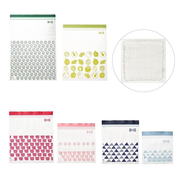 이케아 지퍼백 대형 30매 중형 50매 소형 60매 세트  스티치행주