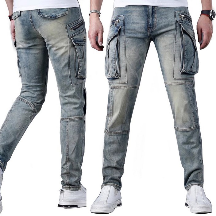 더스타일 빅포켓카고청바지 스판슬림핏 건빵바지