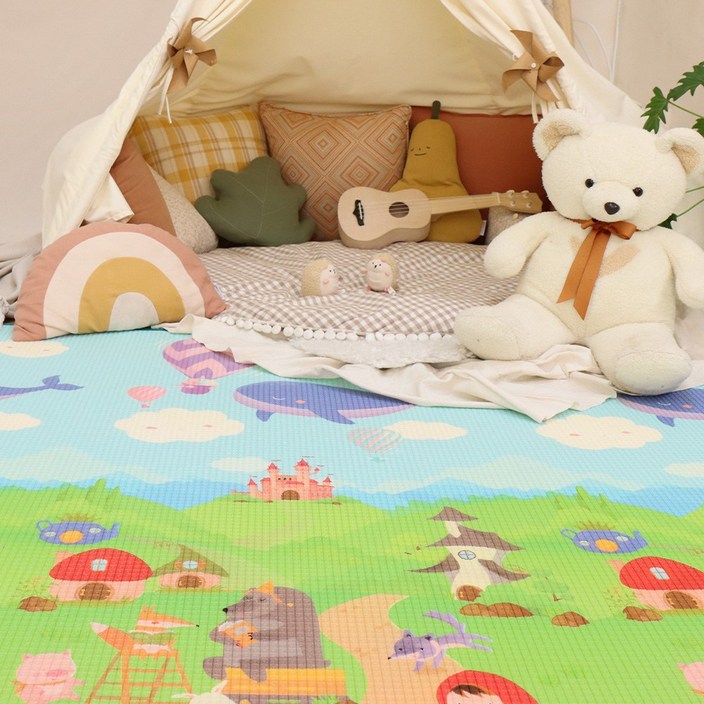 쿠셔니 놀이매트 아기매트 유아매트 논슬립 150x200x1.2cm, 빨간모자 유아리빙매트