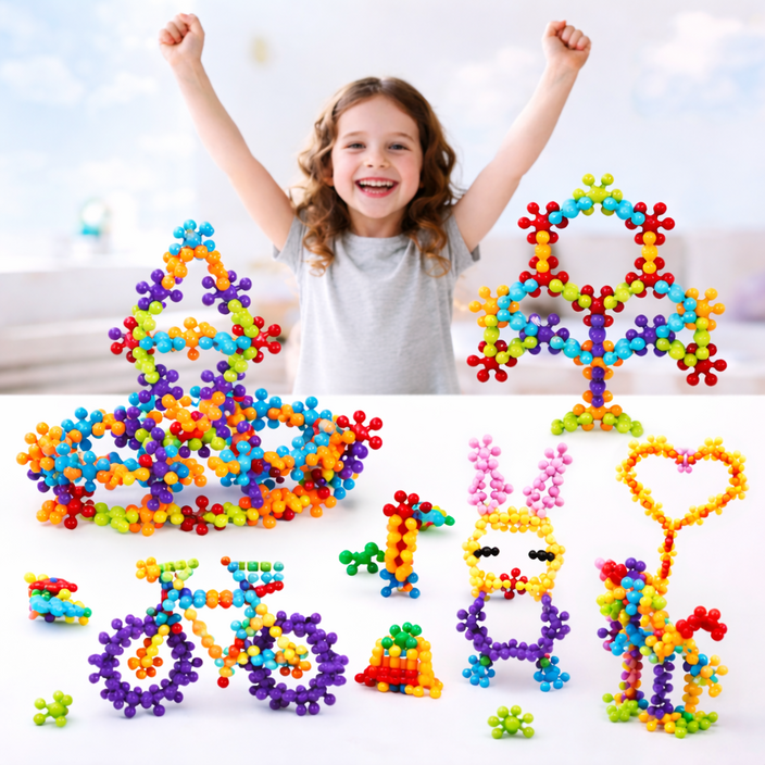 코코유 눈송이 블록 DIY 조립 완구 창의력 학습 교구 302pcs 선물 LMH03, 1개, 혼합색상