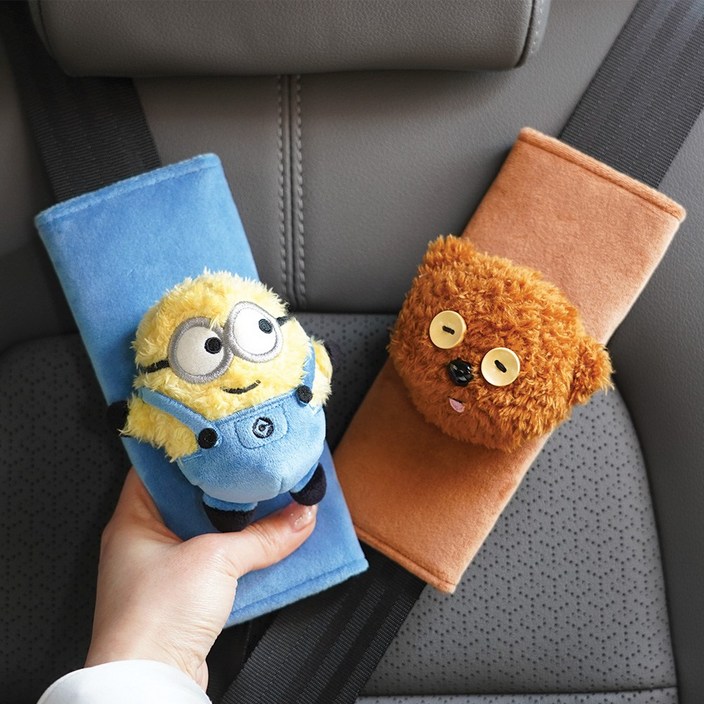 미니언즈 밥앤팀 캐릭터 인형 안전벨트커버 SET 밥팀 2종, 밥앤팀, 1개