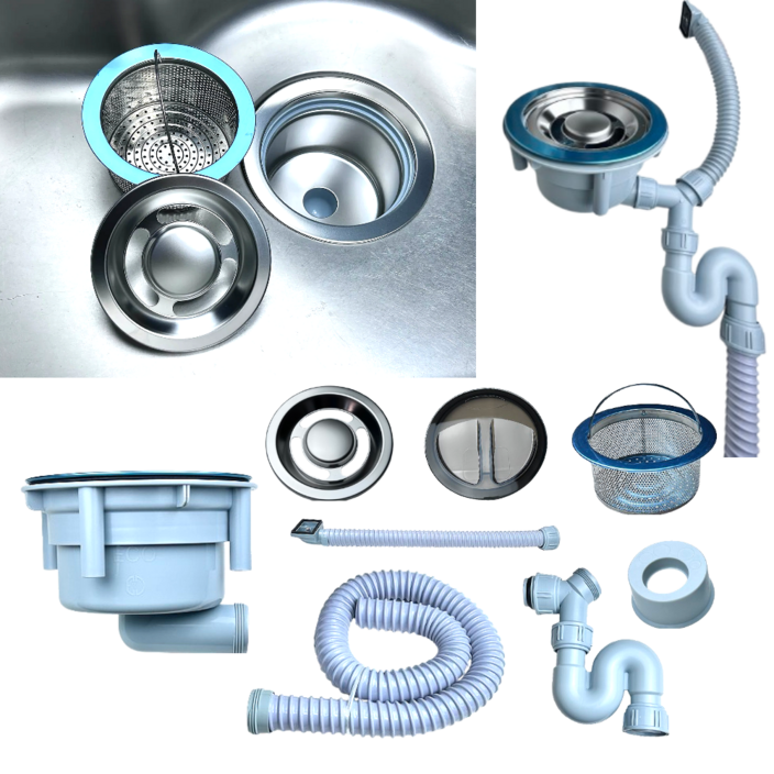 싱크나라 엔지클린 스텐 싱크대 대형 배수구 세트 교체 악취차단 배수통 교체