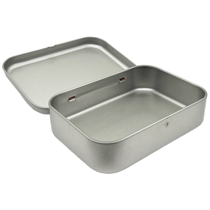 S051 화영제관 사각 경첩 틴케이스,대형 틴케이스, 미니 틴케이스, 원형 틴케이스, 철필통, 원통, 정리함 케이스, 틴케이스 쿠키, 철제 케이스, 50개, 은색