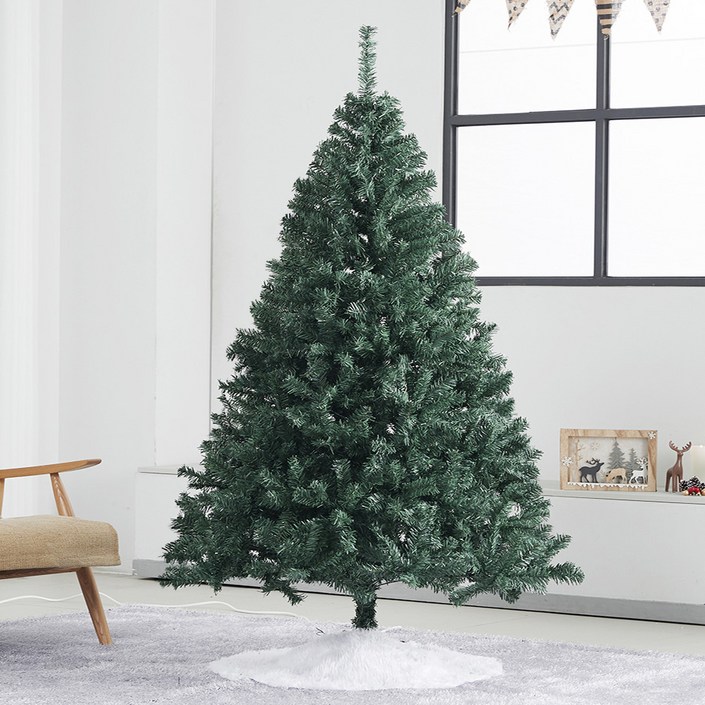 아웃팅 풍성 빽빽 무장식 트리, 그린, 2.1m