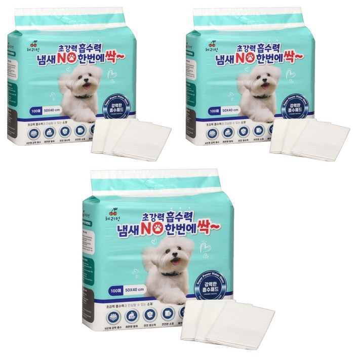 체리멍 한번에 싹 배변패드 레몬향, 3개, 100개입