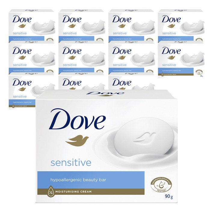 도브 센스티브 뷰티 바 비누, 90g, 12개입