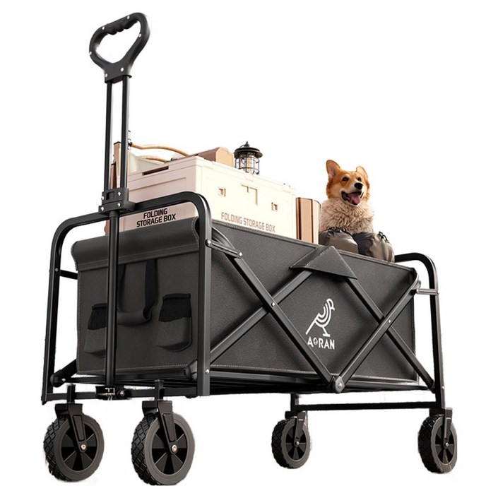 아오란 다기능 접이식 캠핑웨건, 1개, 검은색