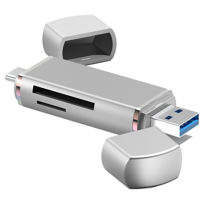 구스페리 C타입 USB 3.0 SD  MSD 멀티 카드리더기, 실버, 1개, 단일상품