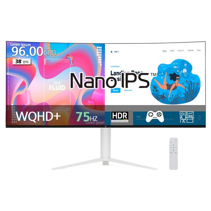 픽셀아트 WQHD 나노IPS BLACK 커브드 모니터 화이트, 96cm, PAQ3830W무결점