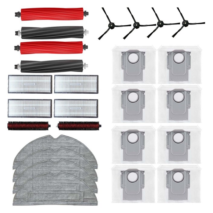오피스토어 ULTRA 소모품 먼지 필터 메인브러쉬 물걸레 리필 세척 사이드 먼지봉투 6종 세트, 1세트, 로보락 S8PRO