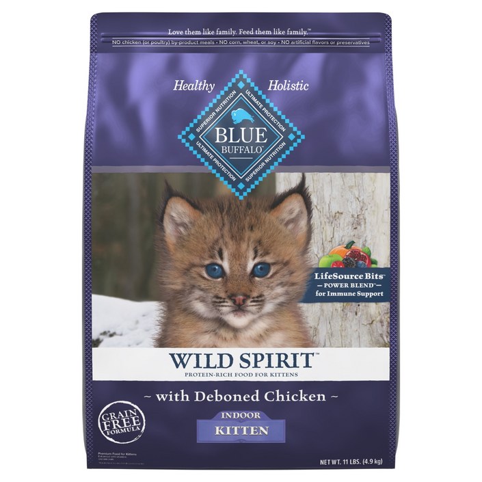블루버팔로 와일드 스피릿 인도어 키튼 사료, 닭, 4.9kg, 1개