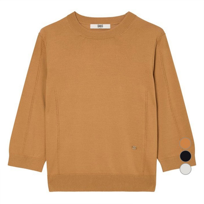 닥스 여성용 솔리드 라운드 7부 소매 니트 DLSW4CE73