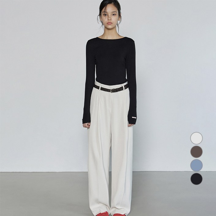 미치코런던 여성용 투 핀턱 와이드 슬랙스