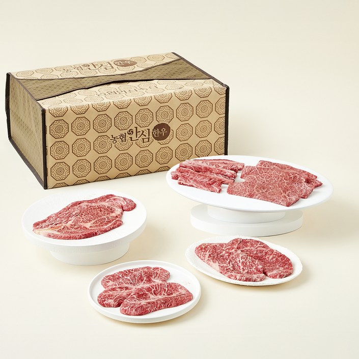 농협안심한우 1++등급 안심특선 23호 총1kg 등심200g + 채끝200g + 갈비살200g + 부채살200g + 살치살200g, 1세트