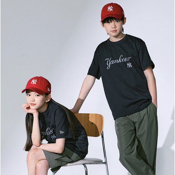 뉴에라 MLB 스크립트 로고 오버핏 반팔 티셔츠 뉴욕 양키스