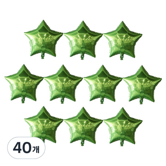 코히모 별모양 은박 파티 풍선 45cm 5W0398, 40개, 그린