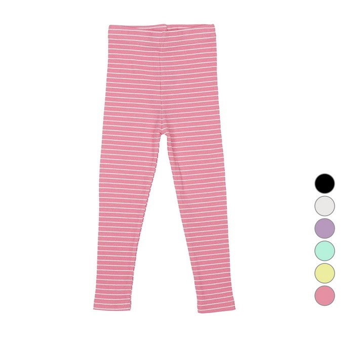 레인보우키즈 아동용 파스텔 잔줄 골지 레깅스