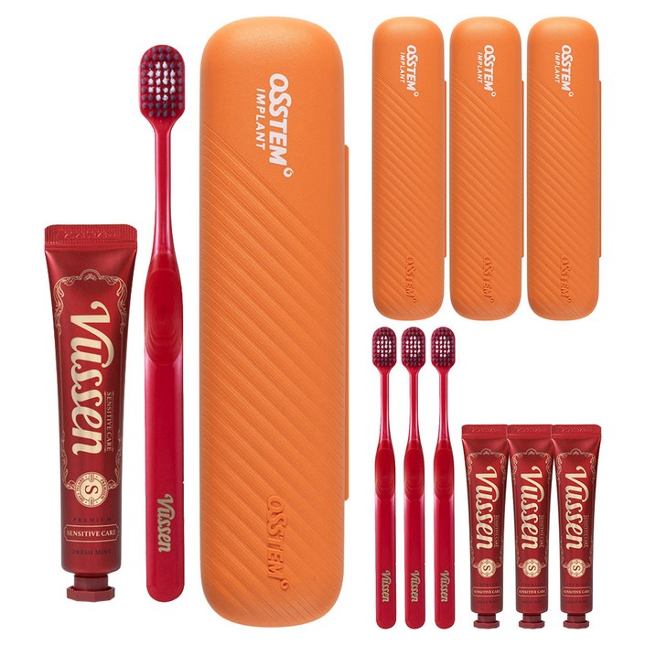 오스템파마 뷰센 휴대용 양치 케이스  S 시린이케어 치약 40g  칫솔 세트, 4세트