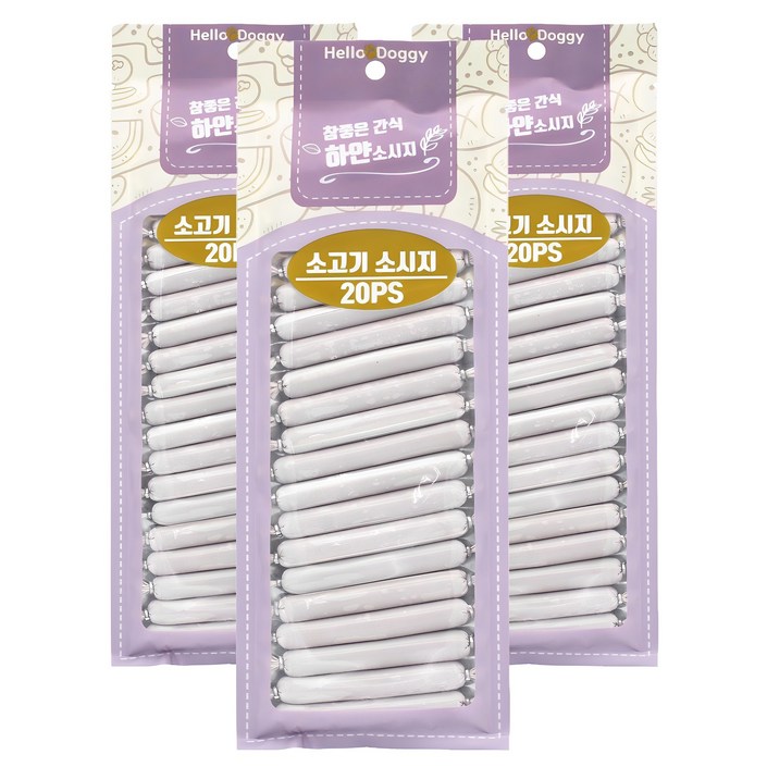 헬로도기 강아지 하얀소시지 참좋은 간식, 소고기, 180g, 3개