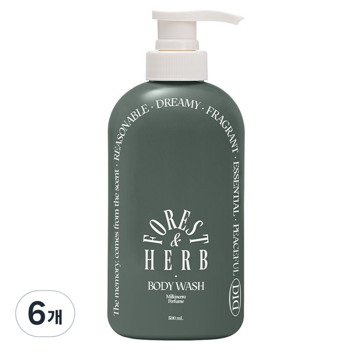 오디드 밀크인세라 퍼퓸 바디워시 포레스트허브, 6개, 500ml