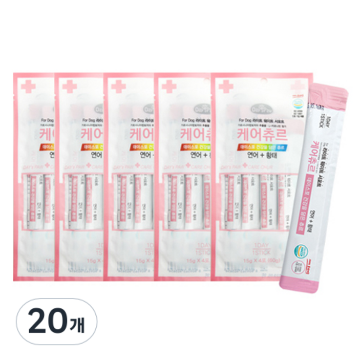 데이스포 강아지 케어짜먹는 간식 짜먹는 간식 4p, 혼합맛연어황태, 60g, 20개