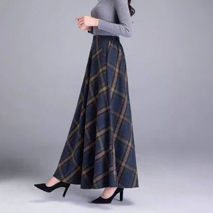 포플러앤씨 여성용 블렛 A라인 체크 스커트 P25FSK071205