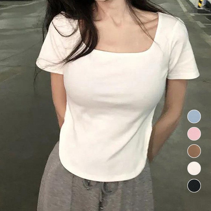 엘쏘 여성용 통기성 원조 베이직 반팔 티셔츠