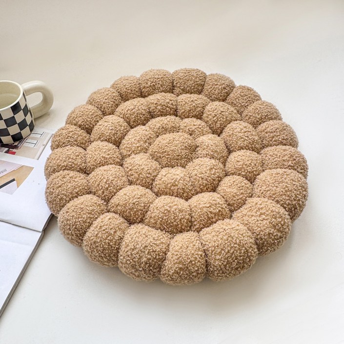 에버하우스 몽글몽글 테리 라운드 의자 방석 쿠션