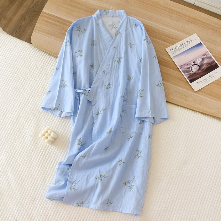 언헤브 얇은 뱀부 샤워가운 L