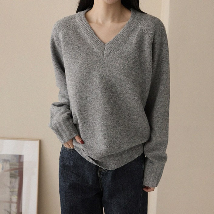 앤드스타일 여성용 웜소프트 NO.1 울혼방 브이넥 루즈핏 니트 264980