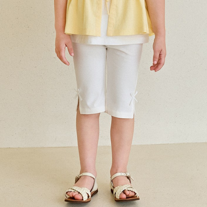 헤이미니 여아용 트윙 클리본 6부 골지 레깅스